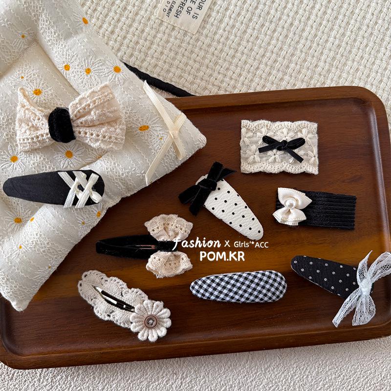 Korean Style Bow Lace Flower Polka Dot Snap Clip for Girls - 2025 Collection