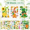 Whaline 18 Sheet Spring St. Patrick's Day Easter Window Clings Stickers Cute Gnome Window Decals Sunflower Bee Shamrock Easter Bunny Eggs Windows