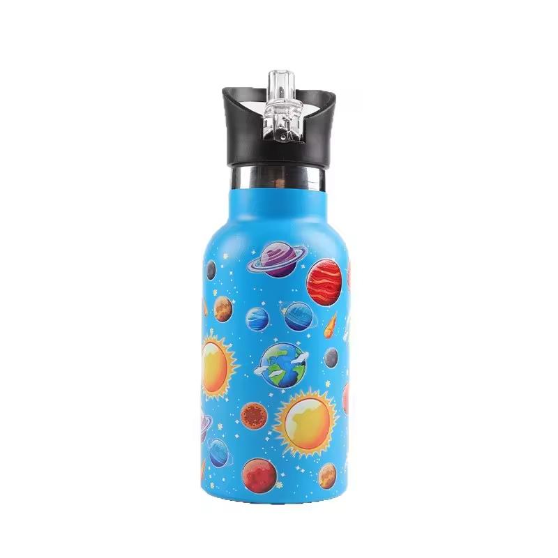 Stainless Steel Double-Wall 12 Oz 350 Ml Insulated Water Bottle Kids School Flasks with Modern Design Handgrip Travel Thermos