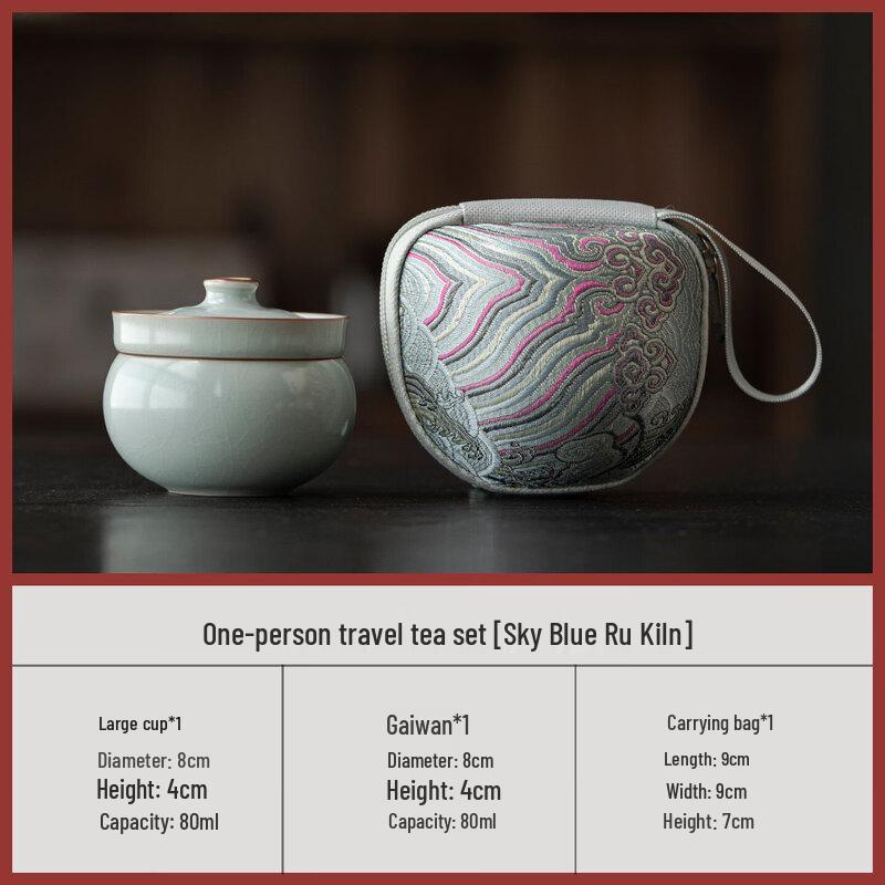Youluo Dunhuang Ru Kiln Ceramic Portable Quick Brewing Travel Tea Set