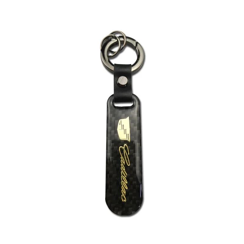 Carbon Fiber Keychain Car Keyring for Cadillac Seville XT4 CT4 CT5 SLR STS CTS DTS ATS Escalade Auto Key Pendant Accessories