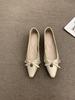 Retro gentle bow ladyshoes shallow mouth inner height increase grandma shoes spring and summer single shoes fairy shoes