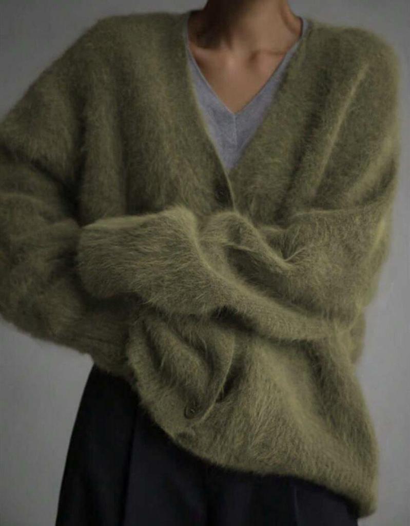 2025 Autumn/Winter Women's Loose Mink-Style Knitted Cardigan - Soft Long Sleeve Sweater Coat