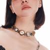 Alloy Clock Pendant Necklace Adorned with Gemstones Watch Pendant Spliced Necklace Suitable for a Touch of Elegances