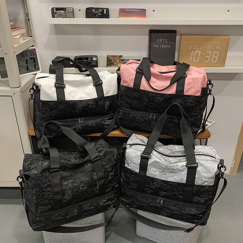 Portable lightweight travel bag, men's and women's large-capacity luggage bag, short trip, independent shoe compartment, storage bag, fitness bag.