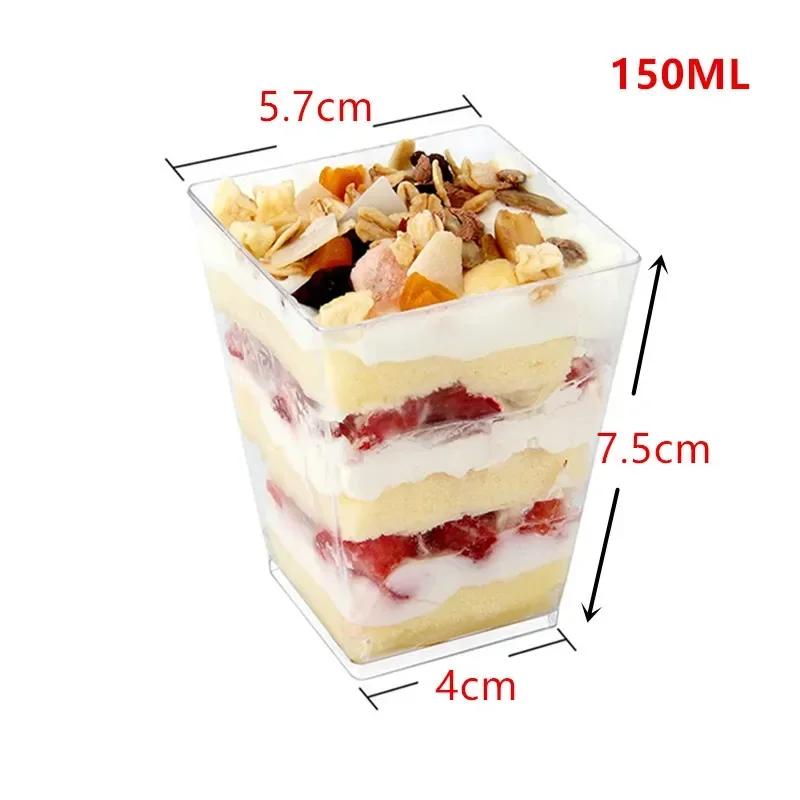 50 ks jednorázových plastových kelímků na pěnu, žebříkový tvar, kelímek na pudink, dezert, dort, kelímek na předkrm, želé, jogurtová pěna, kelímek na pečení