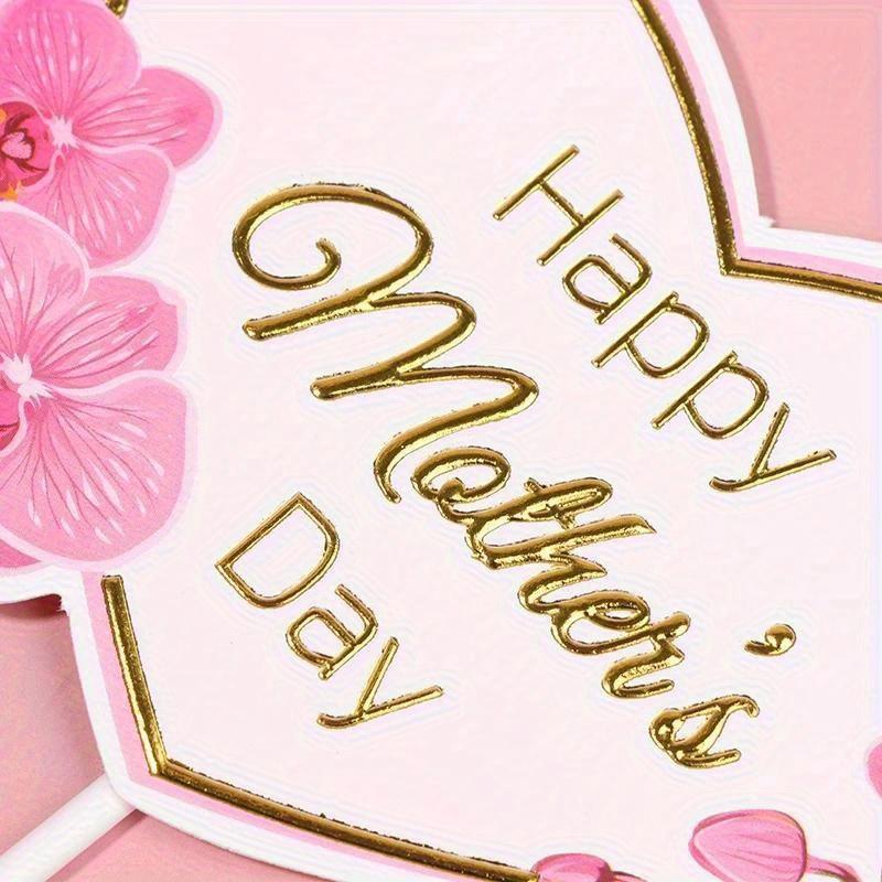 10pcs Mother's Day Cake Standing Plaque Cake Dessert Insert Plaque Heart Shape Standing Plaque for Mother's Day Decoration
