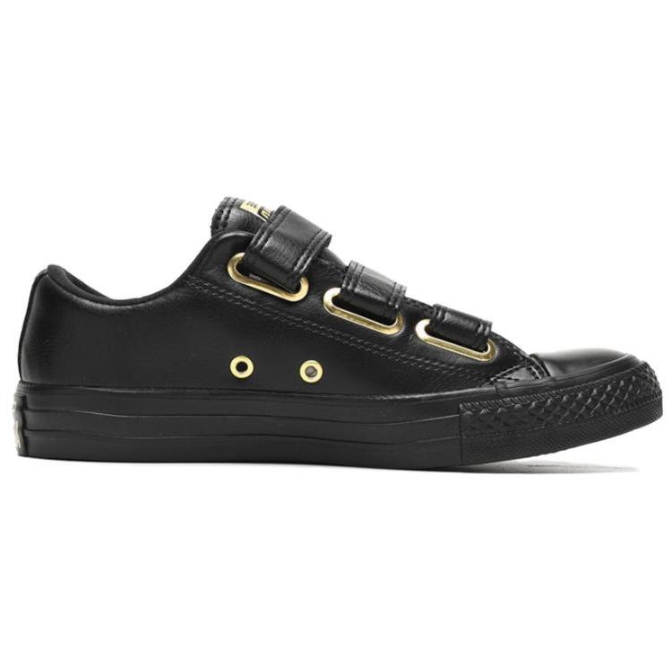 Converse All Star Ctas 3V Ox Halkfria Slitstarka Lätta Låga Skateboardskor Sneakers för Kvinnor Svart Guld 559906C
