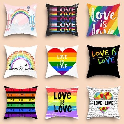 Valentine'S Day Rainbow Love Pillowcase Peach Skin Print Square Living Room Sofa Bedroom Decoration Cushion Cover