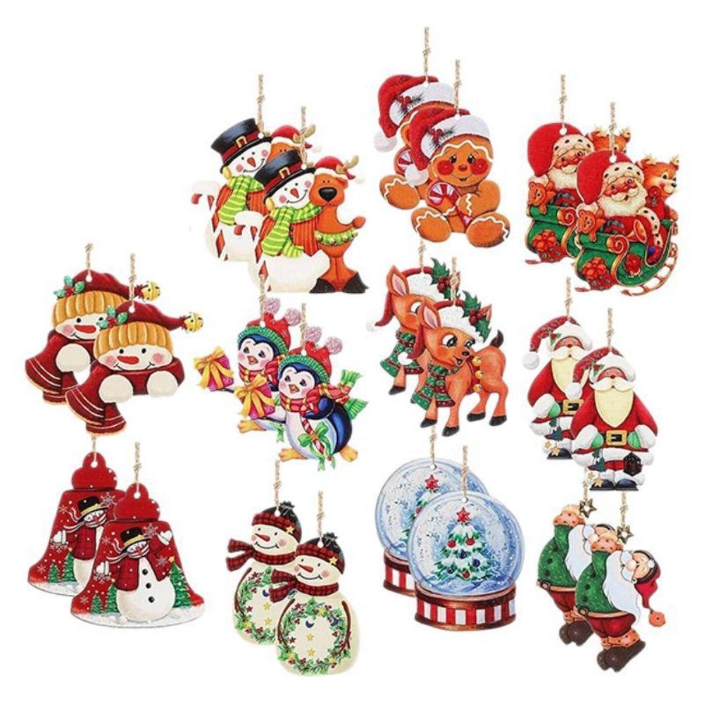 Wood Christmas Wooden Hanging Decorations Red Christmas Party Supplies Christmas Tree Decoration Home Decor Gift Xmas Pendant
