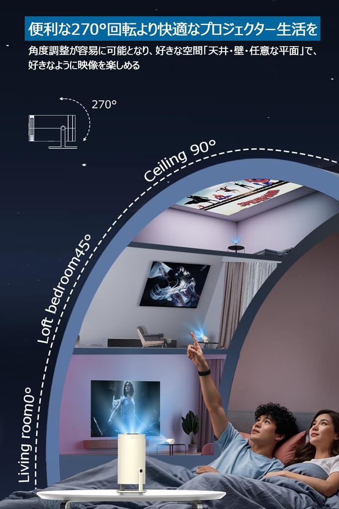 Compact Projector 16GB Large Storage Compact at with Android 4K Bluetooth Up to Large Ceiling Full Netflix High Automatic Keystone Home Compatible
