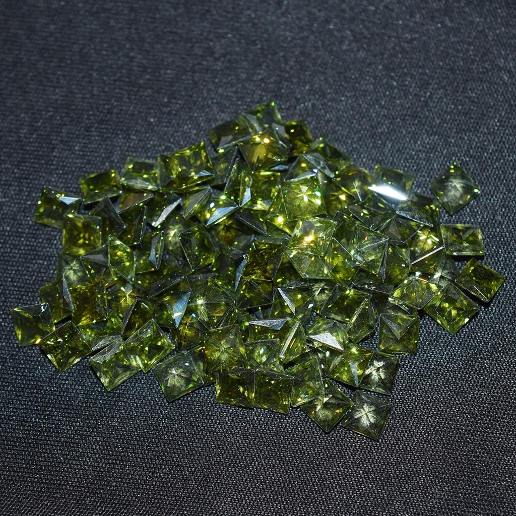 Natural Green Sapphire Loose Gemstone Square Cut 5x5 Mm Lot 15 Pcs September Birthday Birthstone