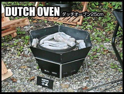Captain Stag UG-50 CS Black Label BBQ Stove, Fire Pit, and Dutch Oven, 3-in-1, Hexa Stainless Steel Fire Grill with Bag