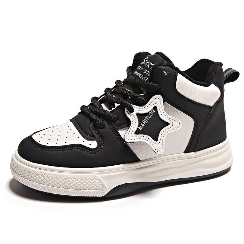 

Winter high-top women s shoes 2025 new two-cotton flat baseplate shoes velvet warm high school student casual sports shoes 40 чорний