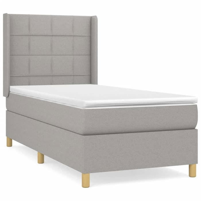 Maison Exclusive - Sommier à lattes de lit et matelas Gris clair 90x190 cm Tissu