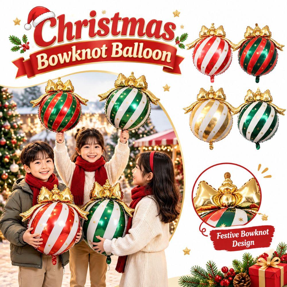 Matte Finish Christmas Bowknot Balloon Gold Bow Holiday Party Ornament Christmas Decoration