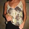 Women Summer Vest V-Neck Sleeveless Mesh Glitter Backless Sequin Lace Tops Loose Fit Beaded Sling