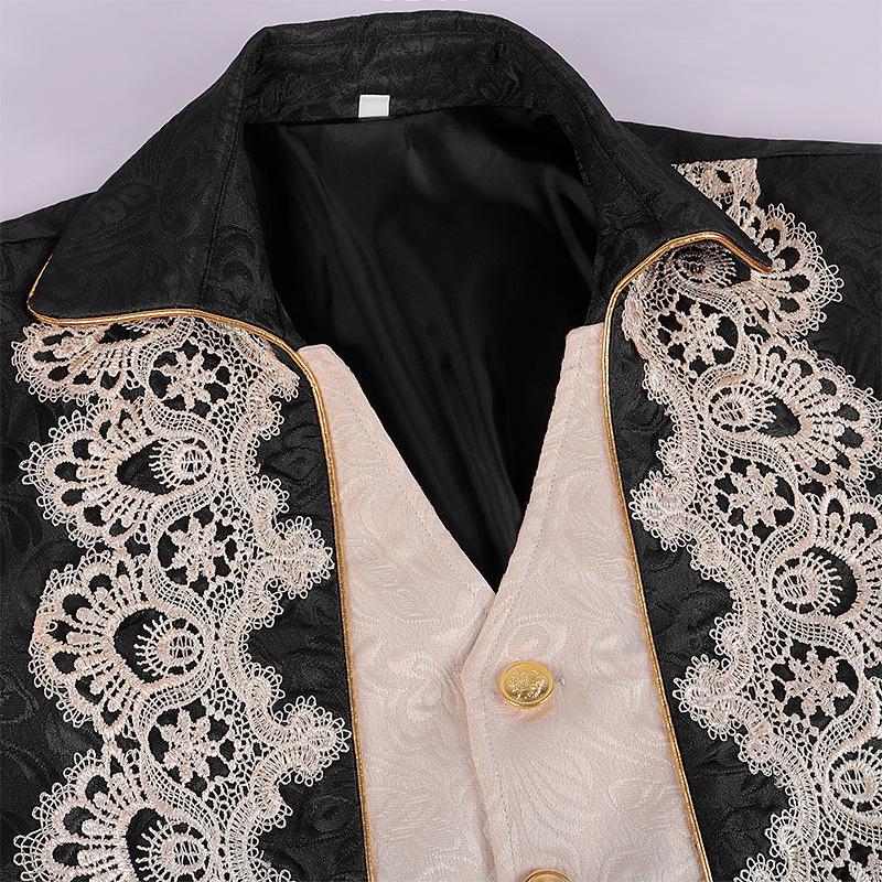Men's 2025 Punk Gothic Victorian Lace Tailcoat Jacket