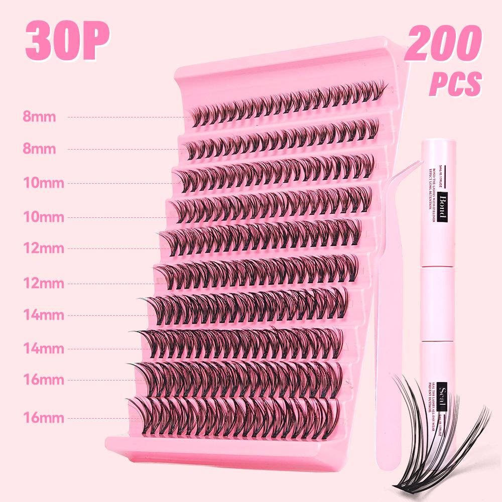 European & American Style Dense Curled Cluster Eyelashes - 30P-80P Pack