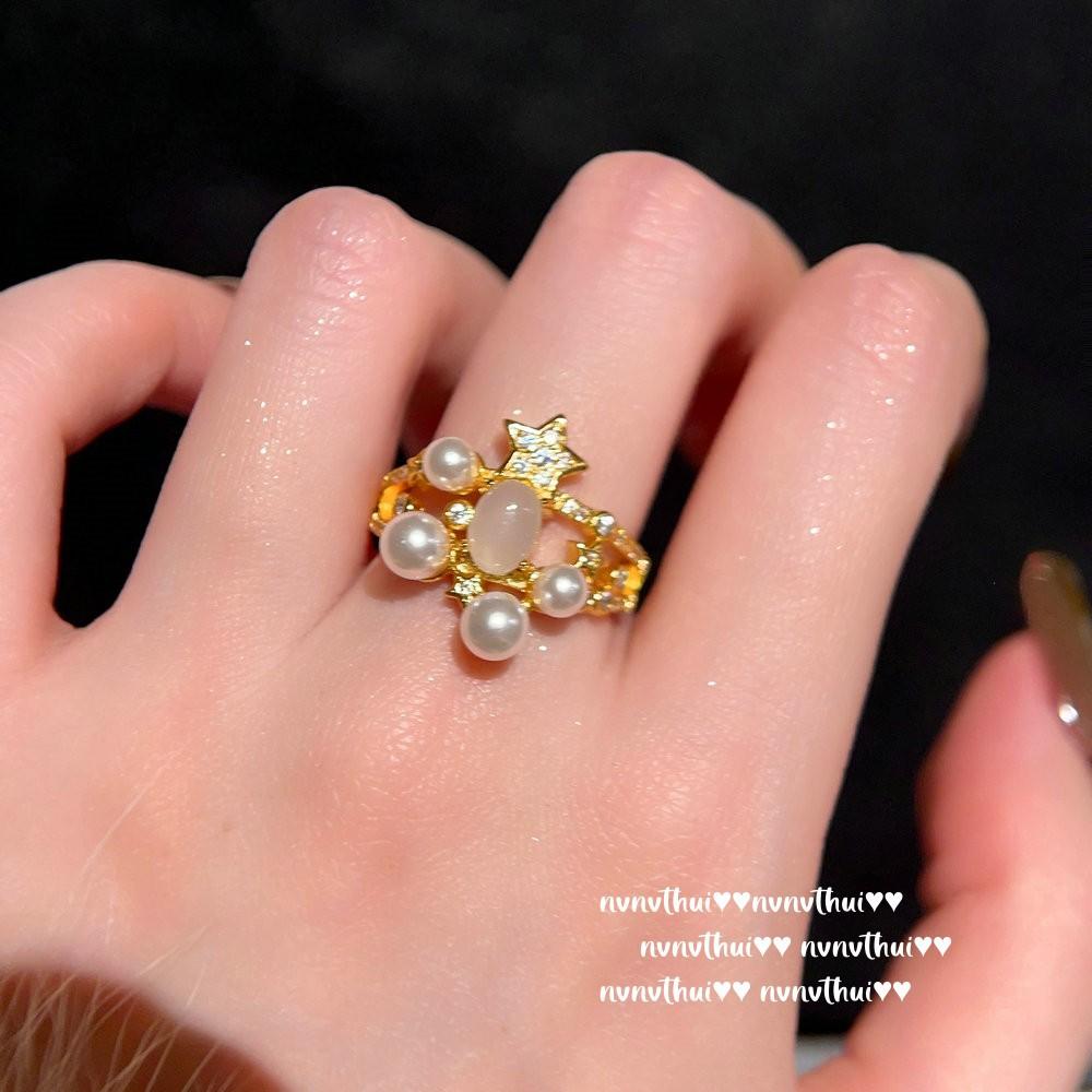 Italian Vintage Star Chalcedony Gypsy Jewel Ring Vintage Brushed Bow Zircon Necklace