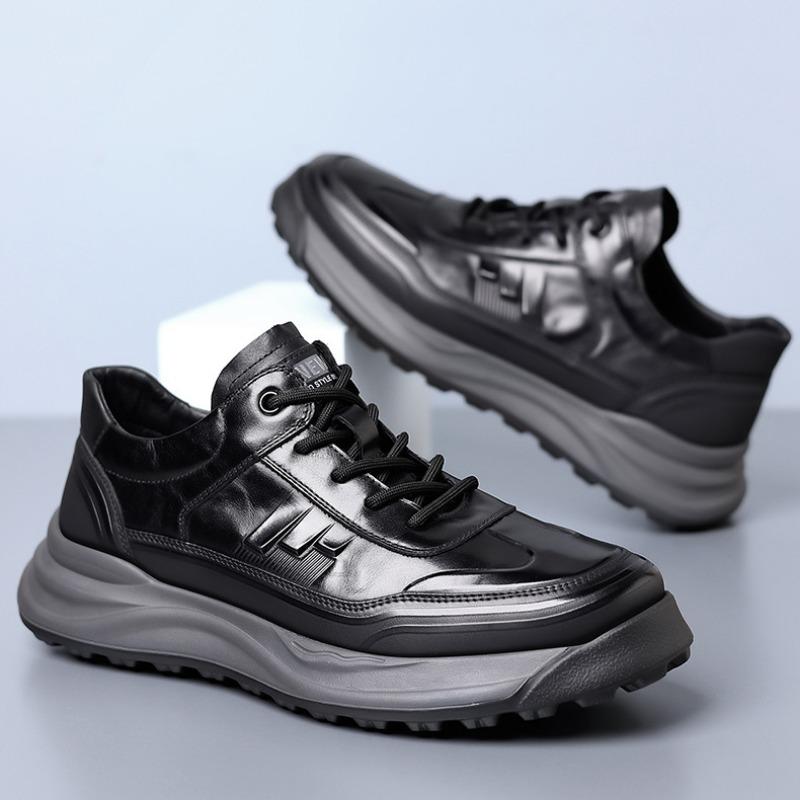 Fashion Designer New Genuine Leather Sneakers for Men Spring Autumn Soft-soled Men's Platform Shoes Fashion Retro Male Running Shoes