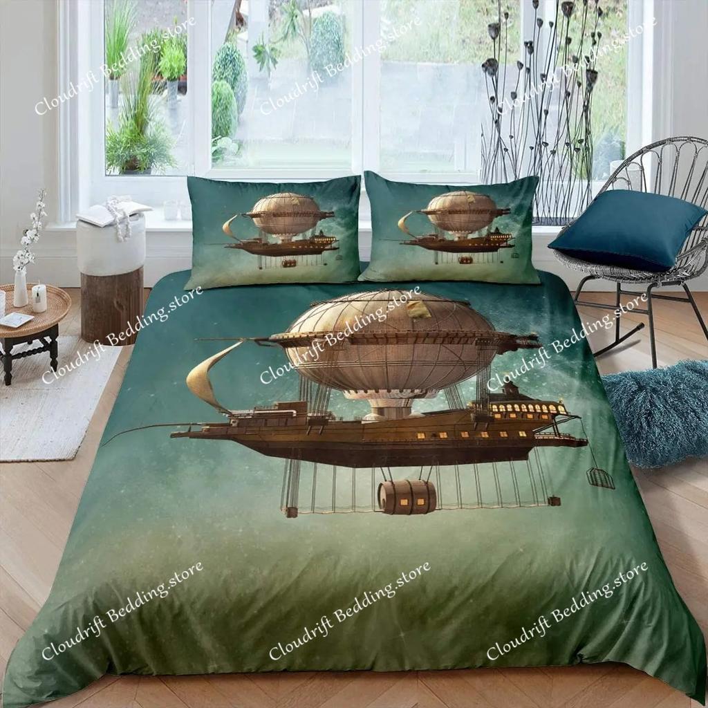 Hot Air Balloon Duvet Cover Set King Queen Full Size Polyester Comforter Cover For Kids Boys Girls Bedding Set With Pillowcase