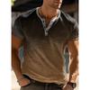 Men Casual Gradient Stripe Henley Collar Short Sleeve T Shirt