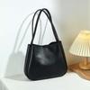 Anti-splash Water Solid Color Handbag Elegant French Underarm Bag Shopping Soft PU Tote Bag  Party