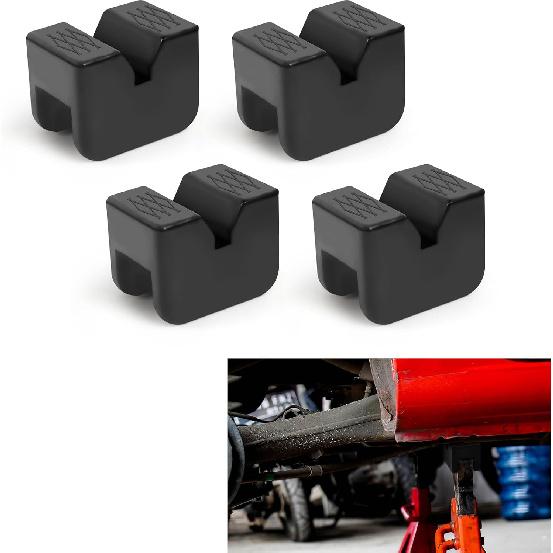 4PCS Car Jack Stand Pads, 3 Ton Rubber Jack Pad Adapter For Jack Stands, Universal Rubber Slotted Frame Rail Pinch Welds Protector, Heavy Duty Jack