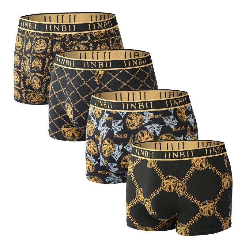 TEMU Xiyin Men's European & American Style Printed Boxer Shorts