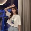 Summer Korean Version of the New Loose Short Age-reducing Cartoon Graffiti Printing Student Short-sleeved T-shirt Top Women's Clothing