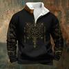 Men S Fleece Lined Pullover Sweatshirt Digital Print Casual Winter Wear