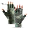 1 Paar Angelhandschuhe für Herren, Halbfinger, verschleißfest, kühlend, Camouflage-Druck, elastisch, gute Atmungsaktivität, Outdoor-Kletter-/Camping-Handschuhe