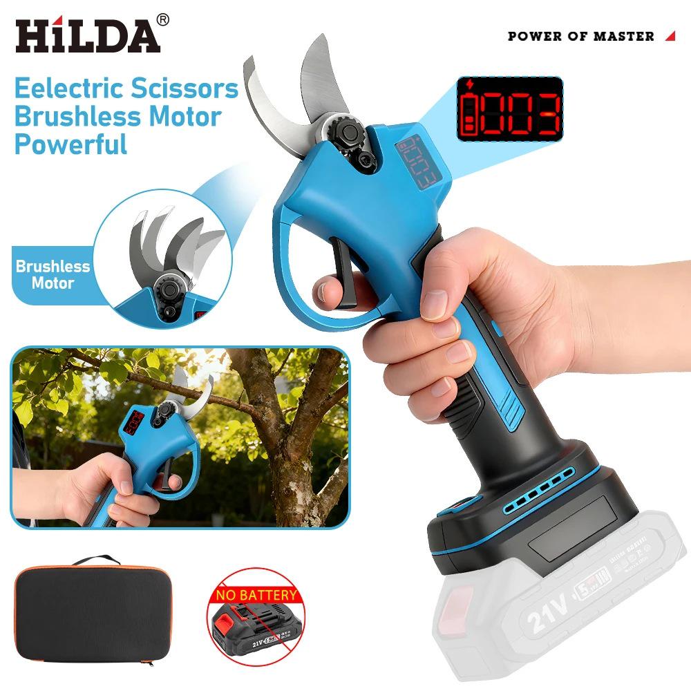 HILDA Cordless Brushless Pruning Shears with LCD Display