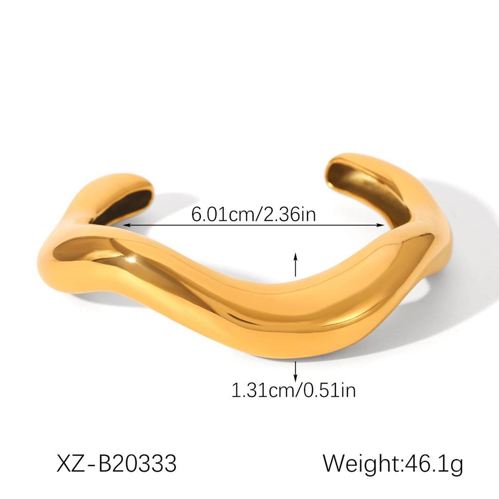 European & American Style Exaggerated Gold Stainless Steel Open Bracelet - High-End Titanium Steel Jewelry
