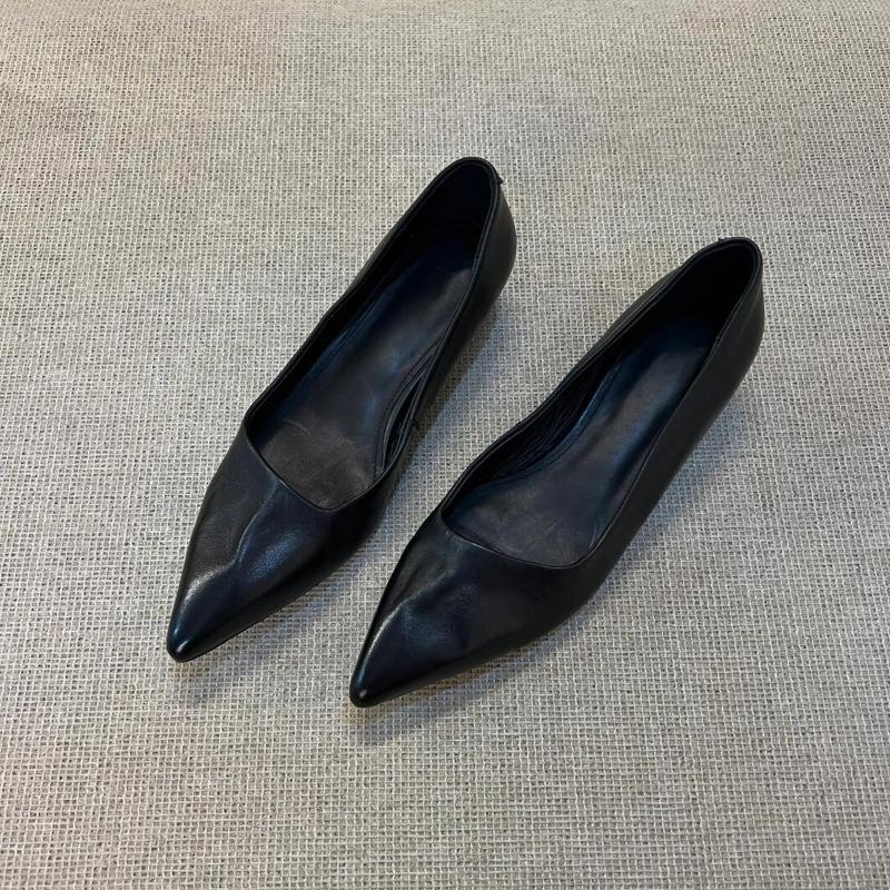 

Версия из овчины~ остроносые туфли на низком каблуке, женские туфли с неглубоким вырезом для работы, простые профессиональные рабочие туфли на одной педали 40