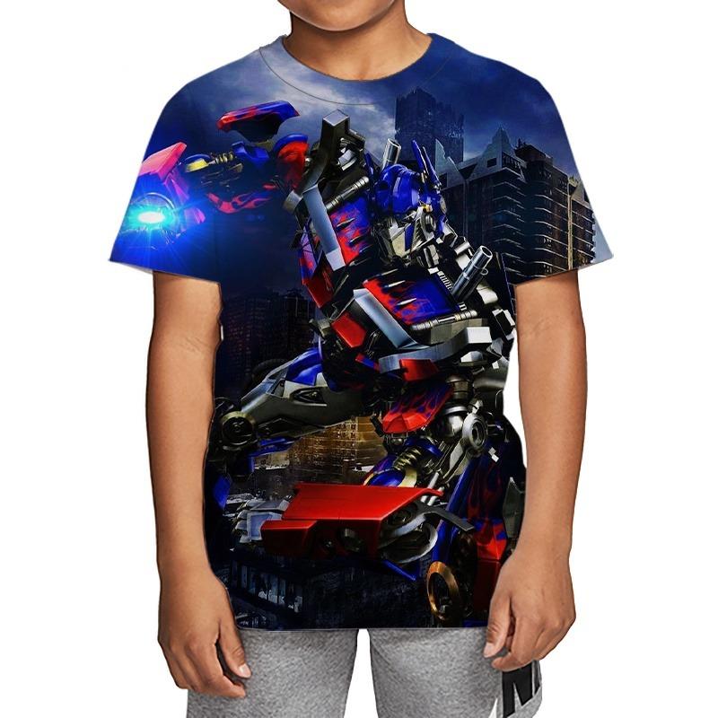 Transformers Optimus Prime Bumblebee 3D Printed Children's T-shirt, Boys' Fashion Casual Comfortable Top 2025 New Edition