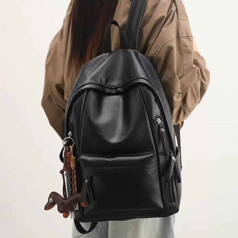 Schoolbag Retro Soft Leather Backpack Women's 1011 Summer New Large-capacity Student Class Schoolbag Short Trip Backpack