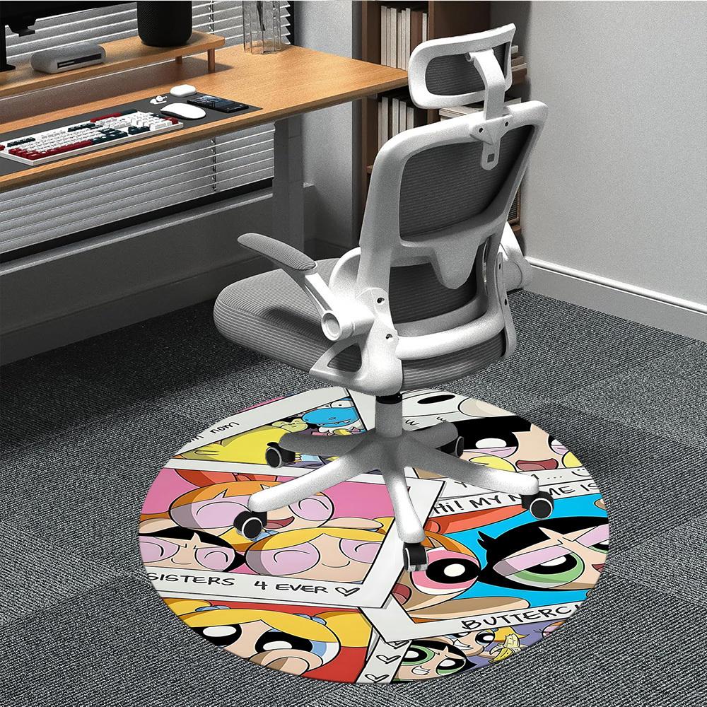 

1pc Powerpuff Girls Office Round Area Rug, Under Office Chairs Bedroom Living Room Home Decor, Room Decoa1022136 80cm by 80cm