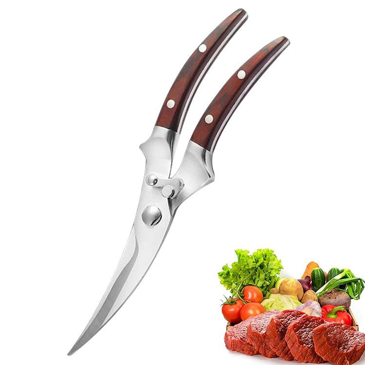 New Kitchen Boning Knife Heavy Duty Chicken Bone Scissors Knife Sharp Fruit Slicing Stainless Steel Kitchen Knives Wooden Handle