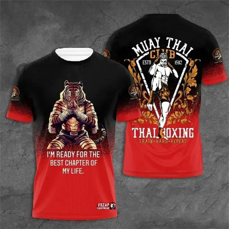 Pánské tričko s 3D potiskem Muay Thai Wrestling Módní sportovní krátký rukáv Pánské fitness tričko Klasické oblečení Harajuku tričko