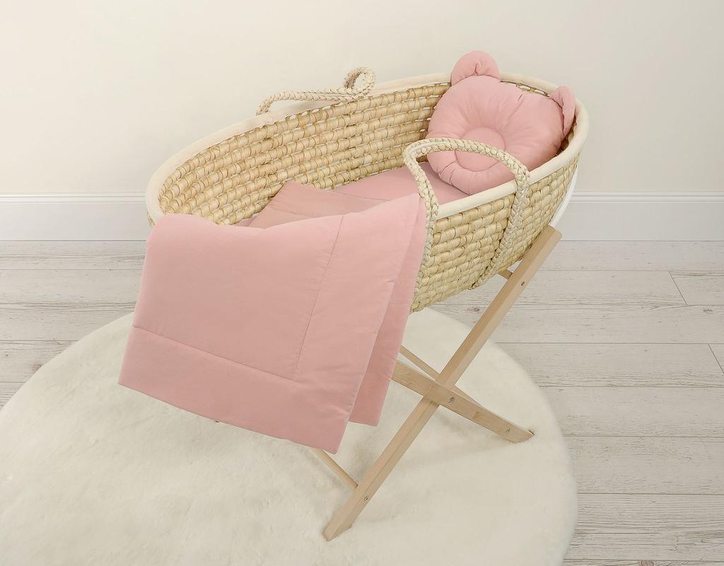Baby bedding with filling, duvet and Teddy bear shaped pillow - 2-piece set - dusty pink