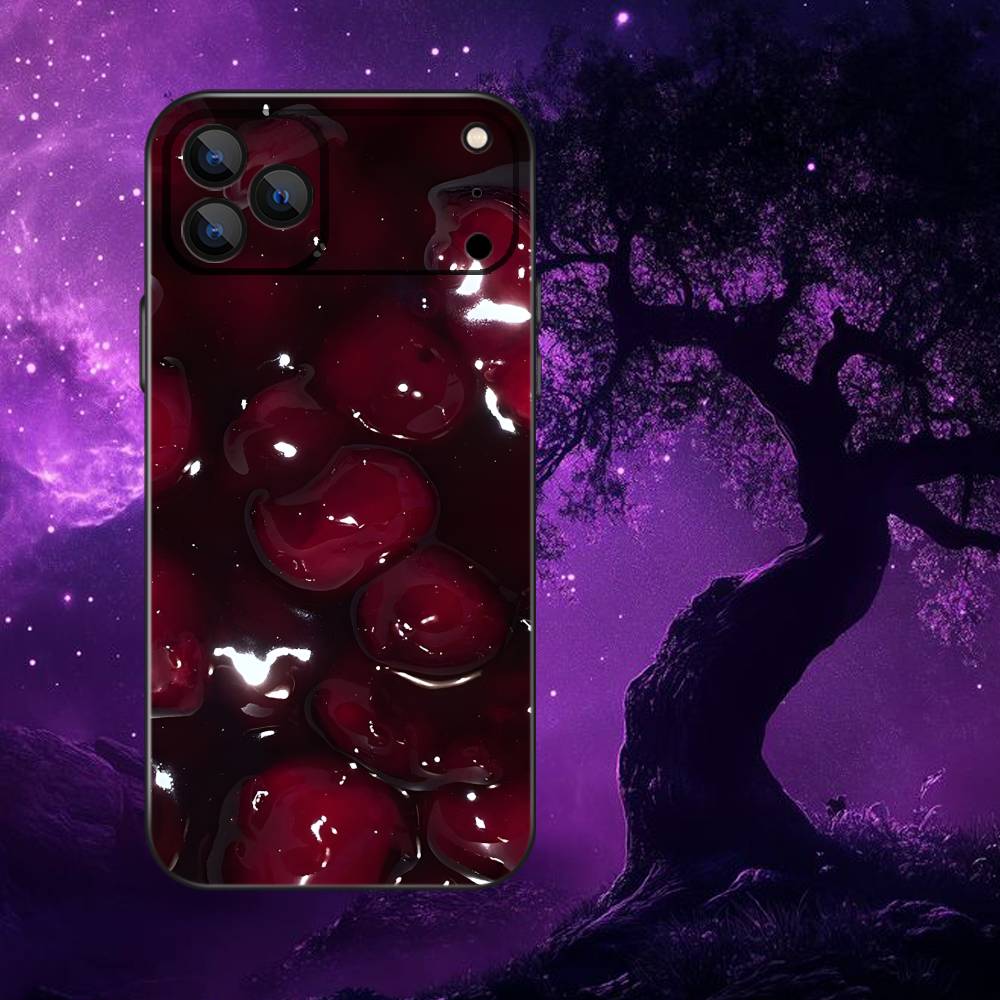

Crystal Cherry Phone Case For iPhone 17,16,15,14,13,12,Pro,Max,Plus,E,SE4,Air,Mini Black Soft Box iPhone12mini