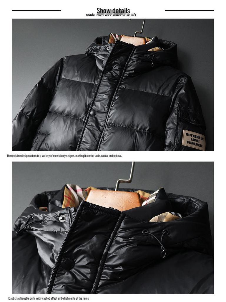 Doudoune à capuche décontractée et tendance pour homme, style européen, hiver 2025 - Duvet de canard blanc