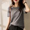 Spring And Summer Candy Short Sleeve T-shirt Women O-neck Slim Office Lady Knitted T Shirt Fashion Base Sweater Tshirts 18854