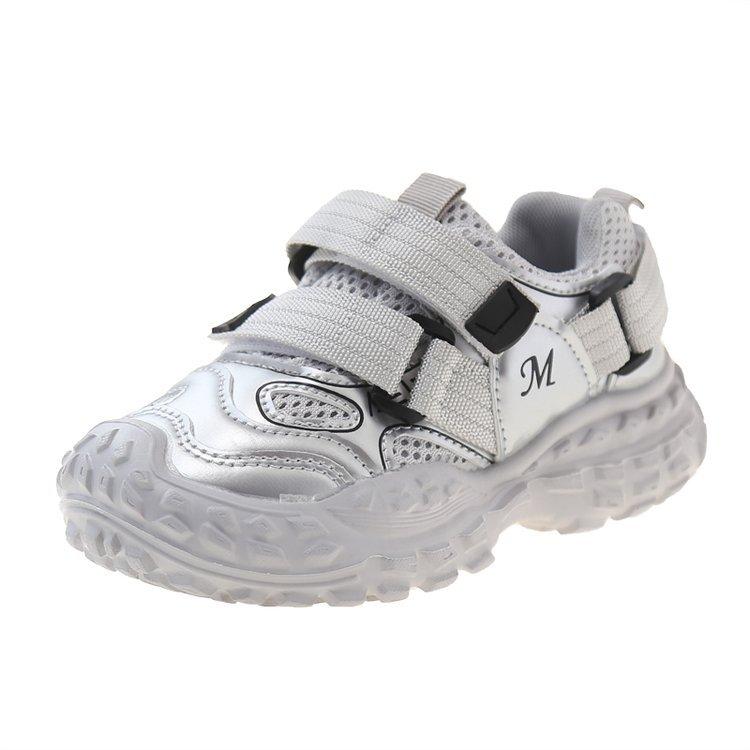

Детская спортивная обувь 2025 новая весна и осень мальчики мягкая подошва дышащая обувь для детей среднего и старшего возраста кроссовки обувь папы корейская версия 37 серебряный