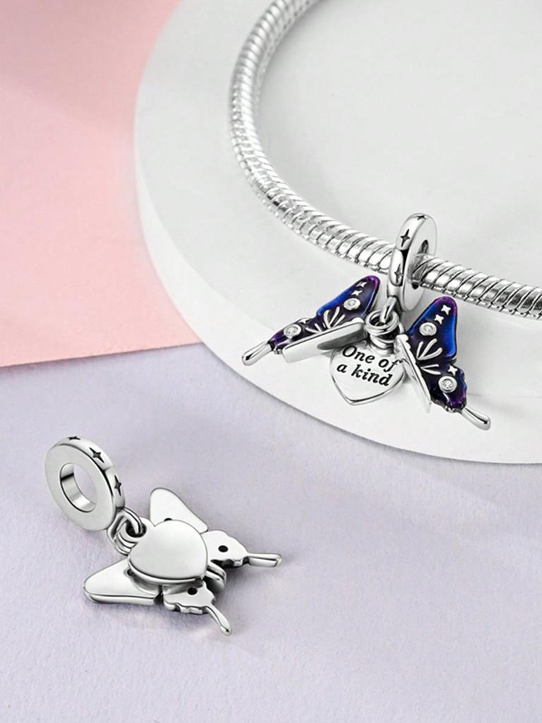 Charms Plata Colorful Butterflies Beads Charm Copper Plated Fit Charms Copperoriginal Bracelet For Jewelry Making Diy Charm