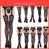 Ultra Stretchy Women's Nylon Fishnet Stockings With Sensual Open-crotch Design And Non-slip Features For Alluring Intimate Moments