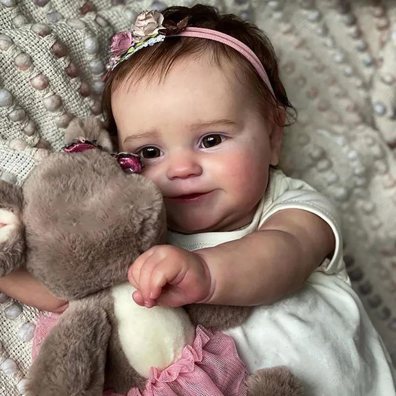 Realistic 20 Inch Bebe Reborn Dolls Maddie Full Vinyl or Cloth Body Optional Newborn Baby Doll Smiling Girl Baby Dolls for Kids Toddler House Play Toy