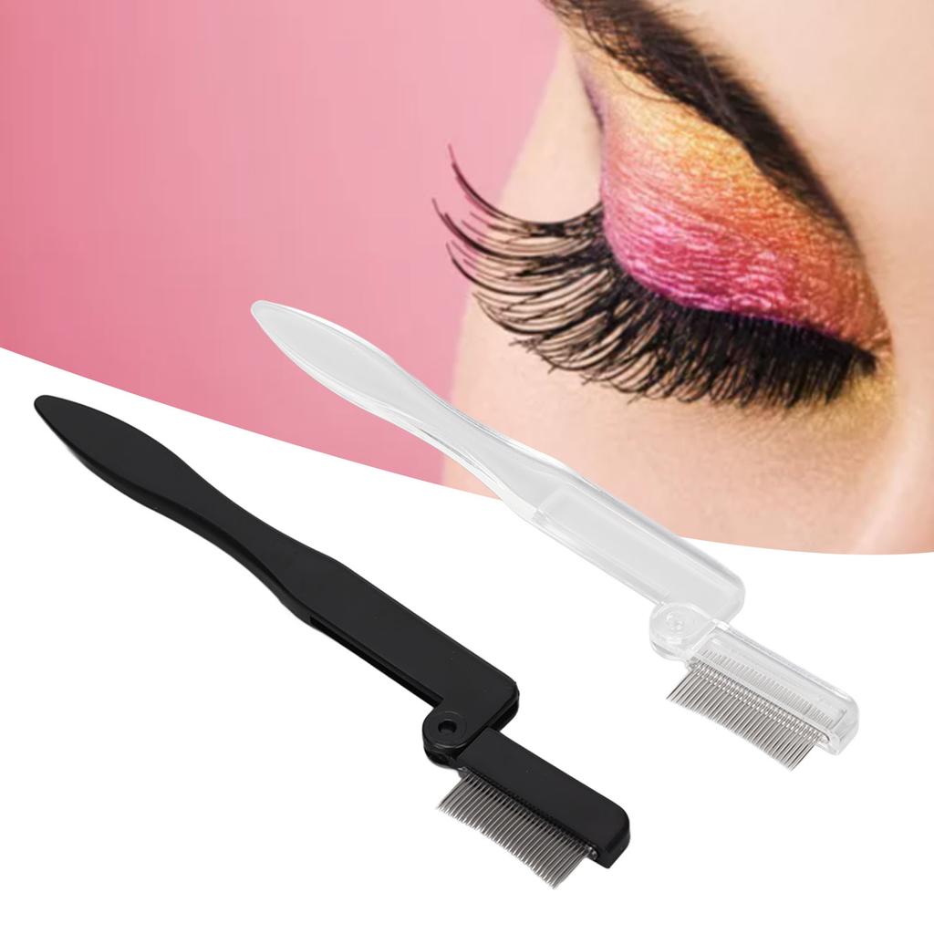 Eyelash Comb Foldable Stainless Steel Teeth Mascara Applicator Eyebrow Grooming Brush 2pcs